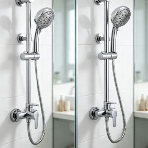 Chrome Eco-Performance 4-Spray Pattern Handheld Showerhead with Long Hose and Slide Bar
