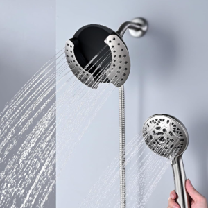 2-in-1 Shower Head with Handheld Combo, High Pressure, Nickel