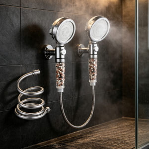Filtered Ionic Shower Head with Hose, 3 Settings, High Pressure Water Saving Showerhead with Filter Beads