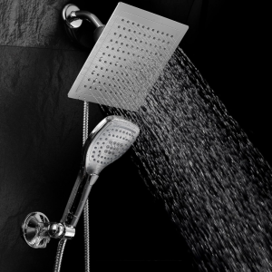 Ultra-Luxury Rainfall Shower Head and Handheld Combo with Push-Button Flow Control