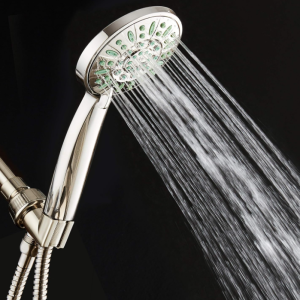 Antimicrobial and Anti-Clog High-Pressure Hand Shower, 6 Settings, Brushed Nickel Finish