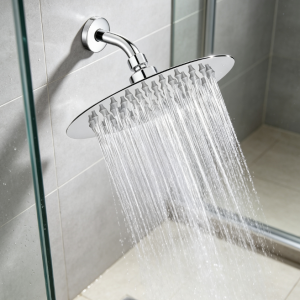 High Pressure Rainfall Shower Head with Adjustable Design, Removable Flow Restrictor, Easy Installation, Chrome Finish