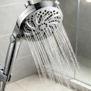 7-Mode High Pressure Shower Head, Fixed Chrome Rain Showerhead with Adjustable Flow, 360° Rotating Ball Joint, Easy Installation