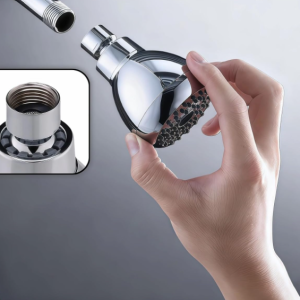 High Pressure Shower Head - 360° Rotating with Self-Cleaning Silicone Nozzles, Adjustable Brass Ball Joint, Modern Wall-Mount