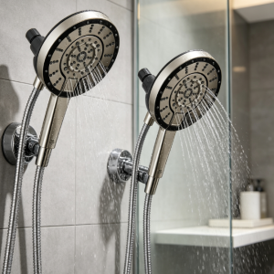 5-Setting 2-in-1 Dual Shower Head with Handheld High Pressure Spray, Detachable Shower Head with Hose, Brushed Nickel